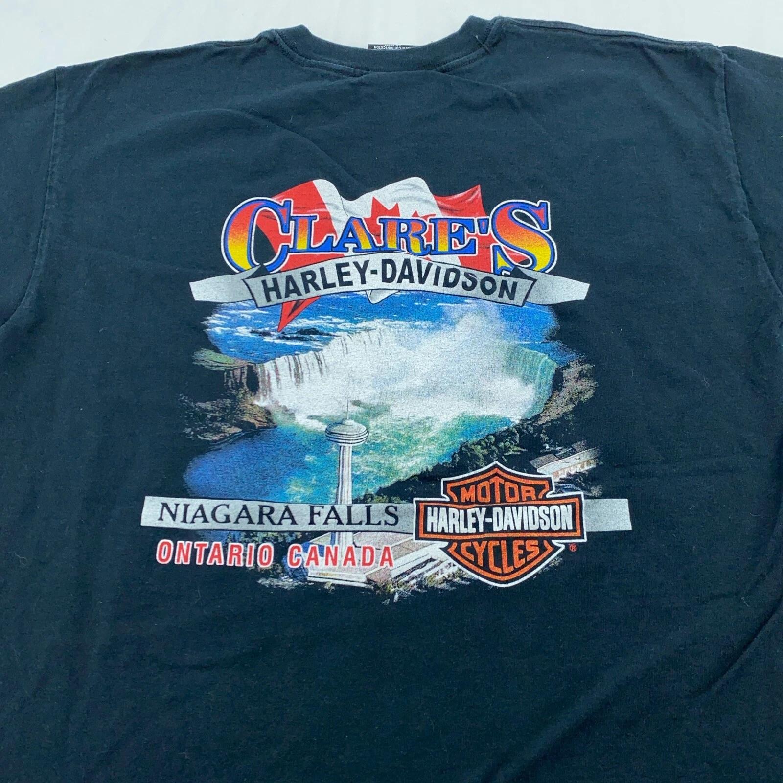 vintage 2005 HARLEY DAVIDSON MOTORCYCLE NIAGARA FALLS CANADA T-Shirt M biker S