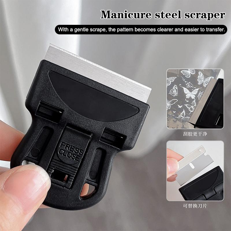 Nagelkunst-Schaber French Manicure Stempelwerkzeuge Schaber Abnehmbar Reinigungs-Nagelstempelblume Hergestellte Werkzeuge