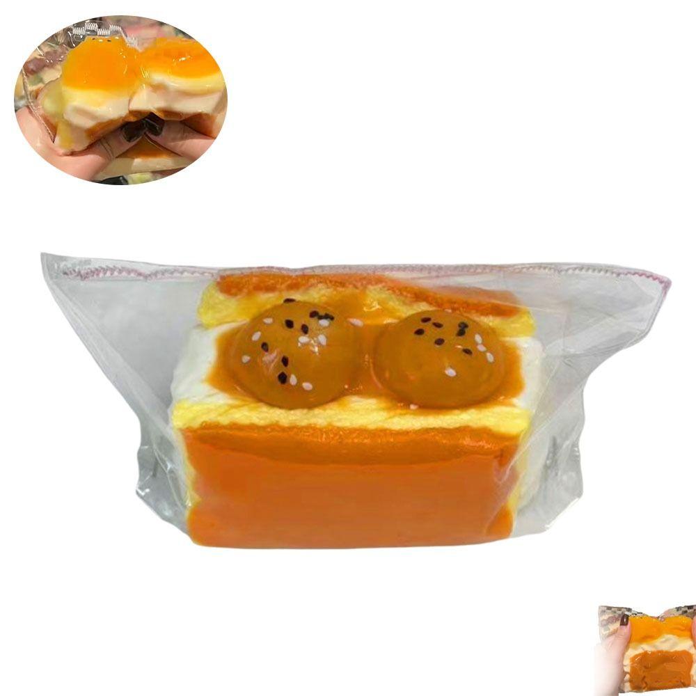 Food Ade Silicone Silicone Yellow Egg Sandwich Toy Creative Prank Toys  for Kids Adults