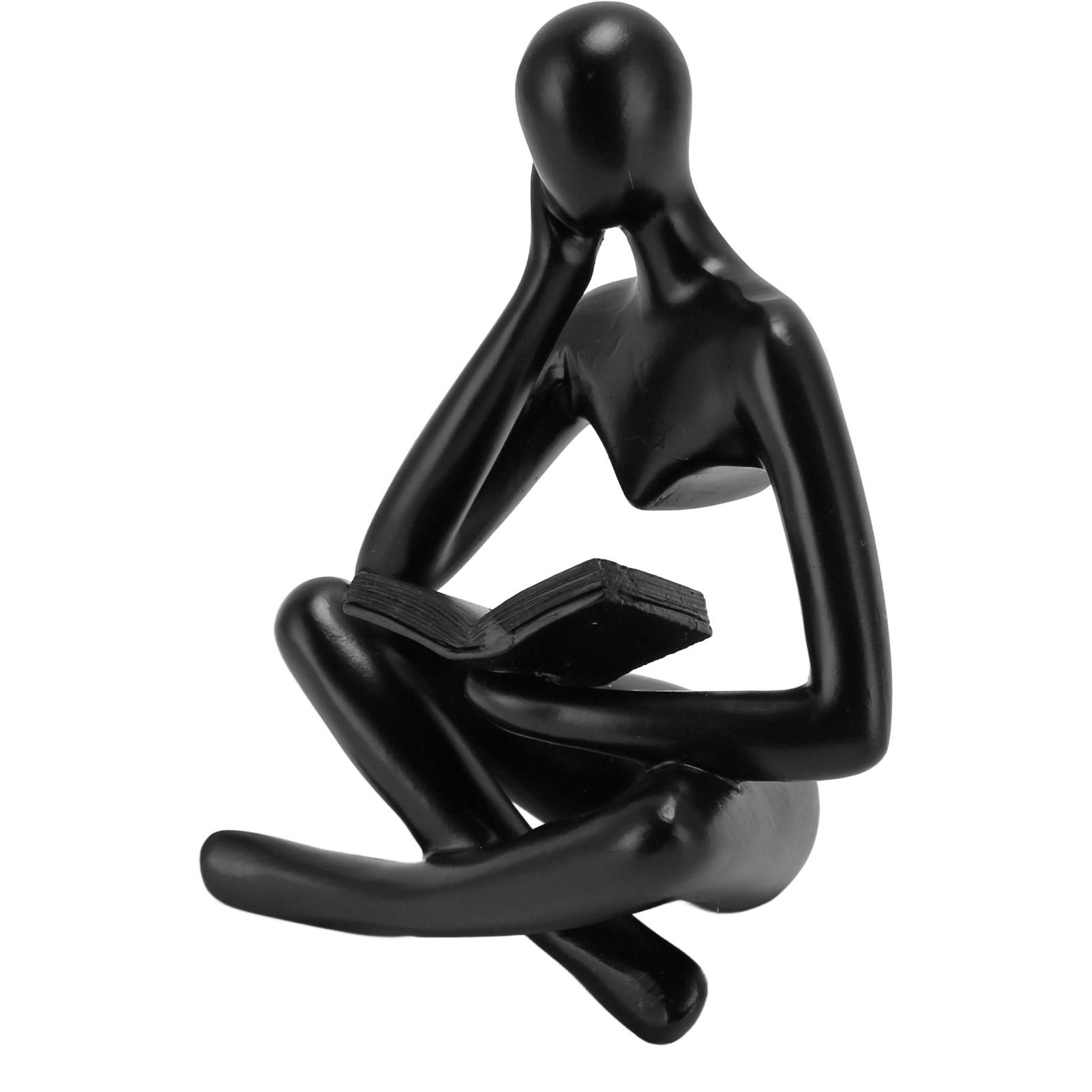

Thinker Reading Statue Resin Sitting Figure Abstract Art Ornament for Living Room Cabinet Decoration Black чёрный
