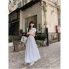 Short Sleeve POLO Neck Tie Button Splicing Dress Women's Summer New Niche Design Sense Skinny A-shaped Long Dress