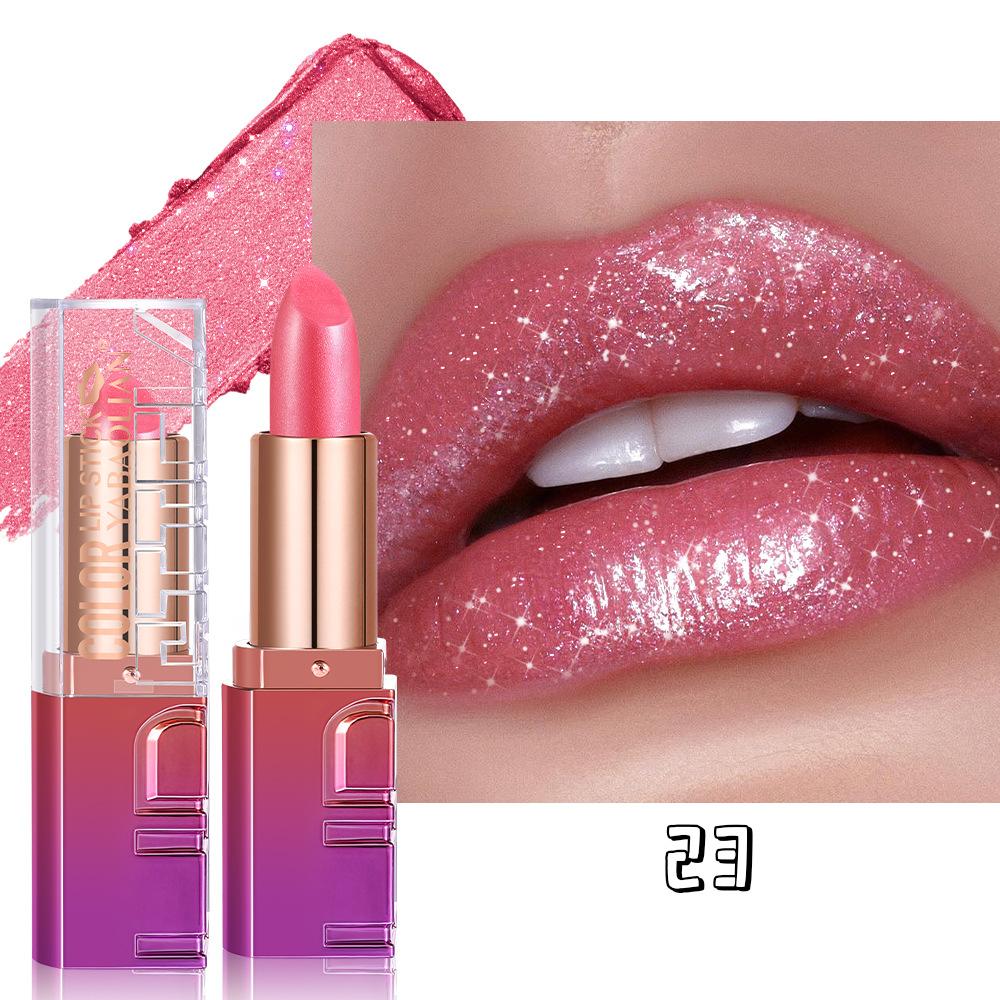 Shimmery Pearl Glossy Lipstick Gold Sparkles Ultra Pigmented Metallic Lip Tint Diamond Glam Luxury Bold Glitter Lip Makeup