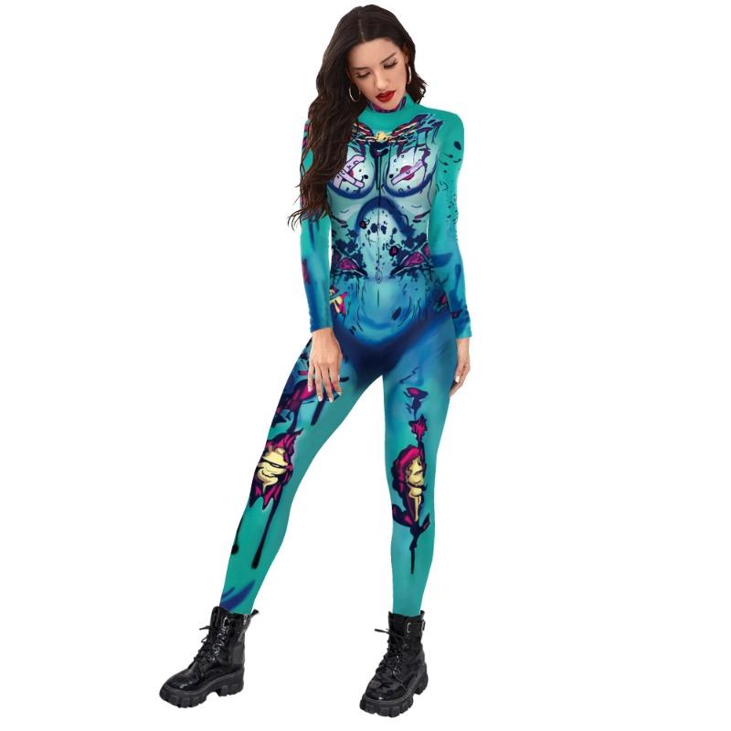 Women/Men Printing Sexy Slim Bodysuit Skinny Halloween Party Cosplay Costumes Fancy Outfit Catsuit Overalls