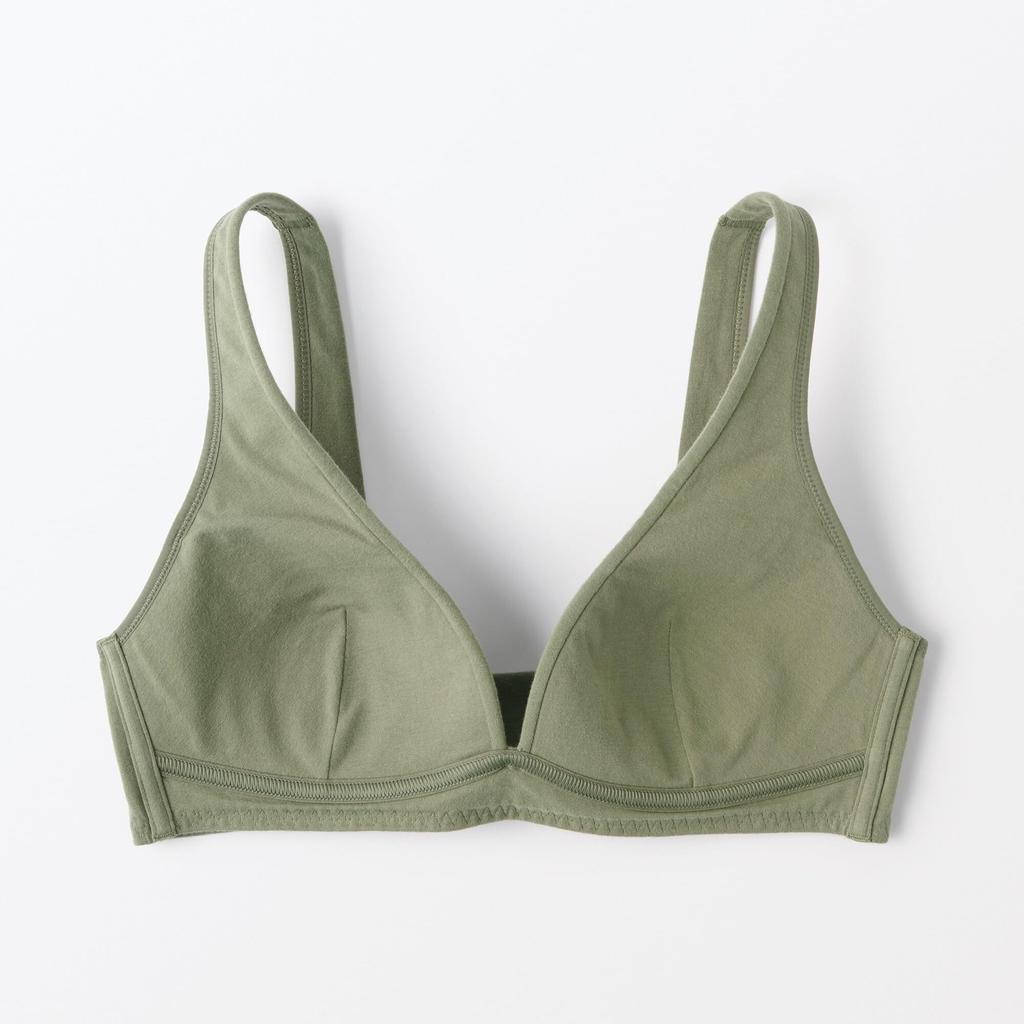 MUJI Plunge Bra FCH16A5S Khaki Green S Women's Non-Wired Women's