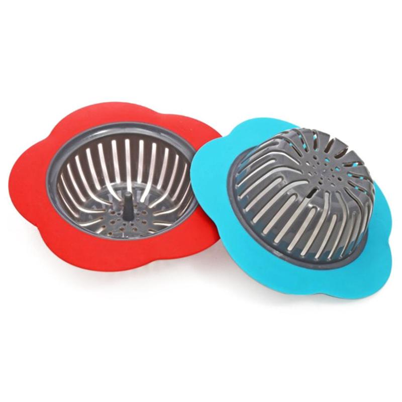 Silicone Sink Strainer Flower Shaped Shower Sink Drains Cover Sink Colander Sewer Hair Filter Kitchen Accessories