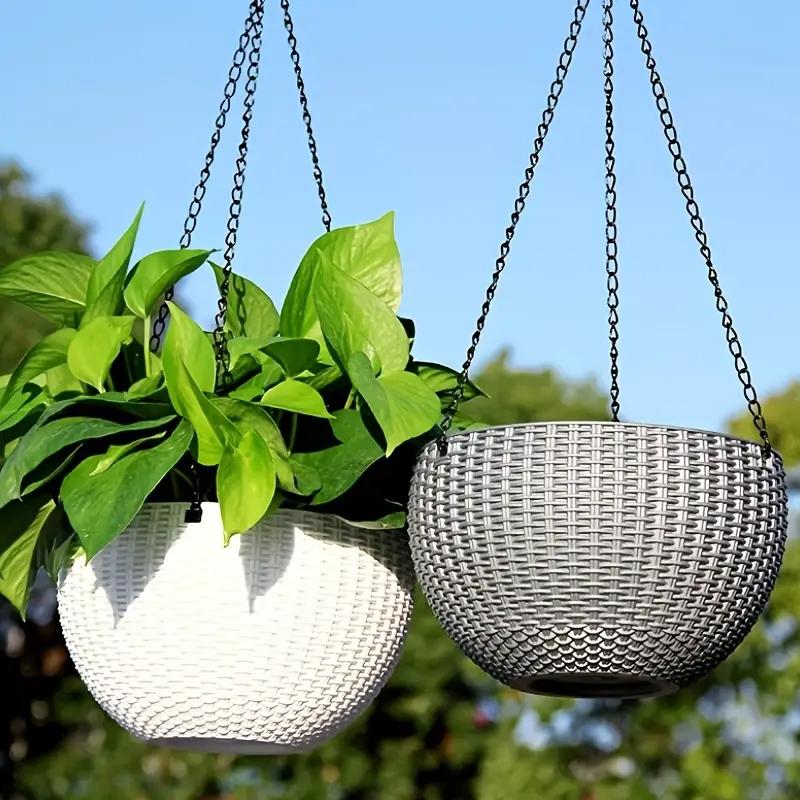 3pcs 1set Plastic Woven Hanging Flower Pot Hanging Hanging Basket Hanging Wall-mounted Green Radish Succulent Flower Balcony Thi