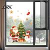 Indoor Outdoor Holiday Accents Cartoon Christmas Window Sticker, Removable Santa Snowman Tree Decal, Waterproof Home Decor Static Cling PVC