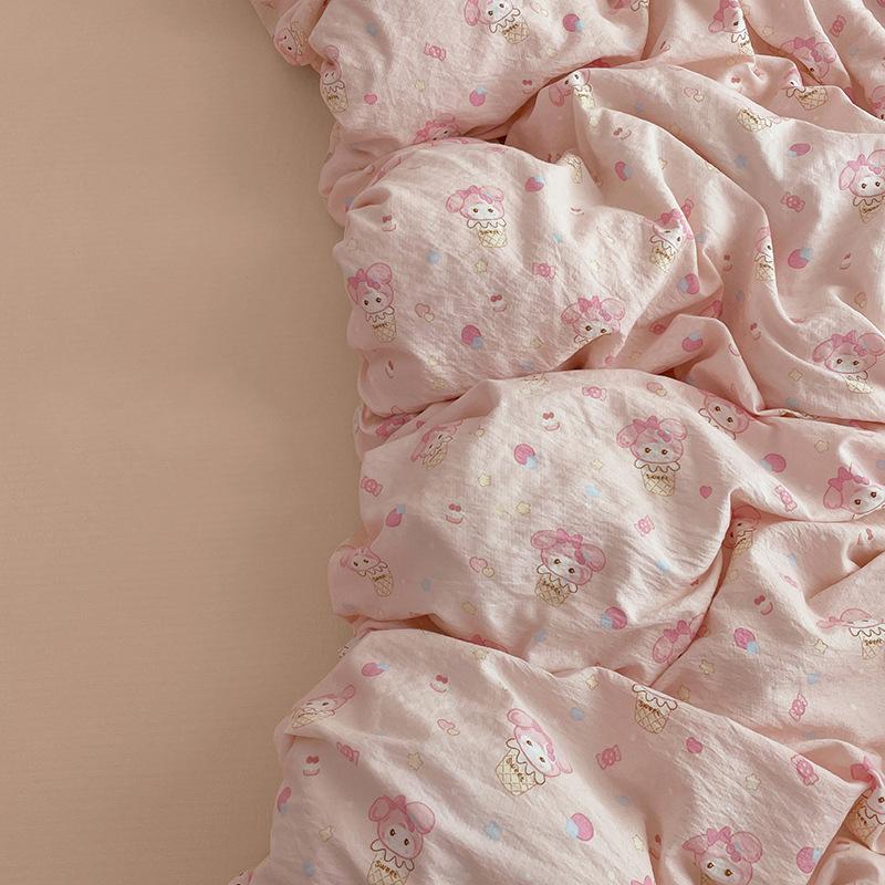 4 Piece Bedding Set Double Layer Gauze Quilt Cover Bed Sheet Pillow Cases Student Duvet Cover Fitted Sheet Soft Comfortable Bedding Set