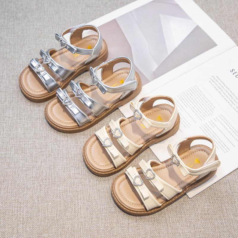 Girls' Sandals Summer New Children's Soft Bottom Anti Slip Princess Shoes Girls' Versatile Sweet Roman Sandals
