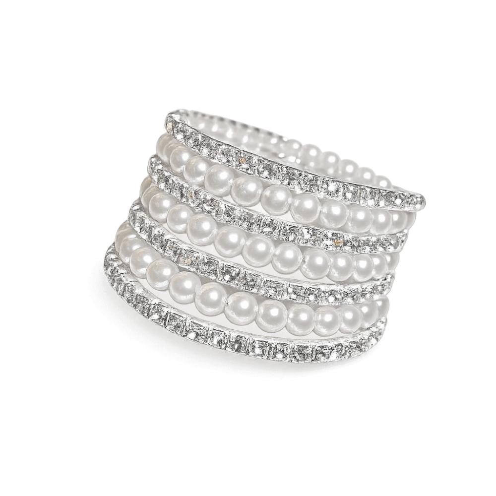 Elegant Crystal Imitation Pearl Bracelet Fashion Stretchable Pearl Cuff  Wedding