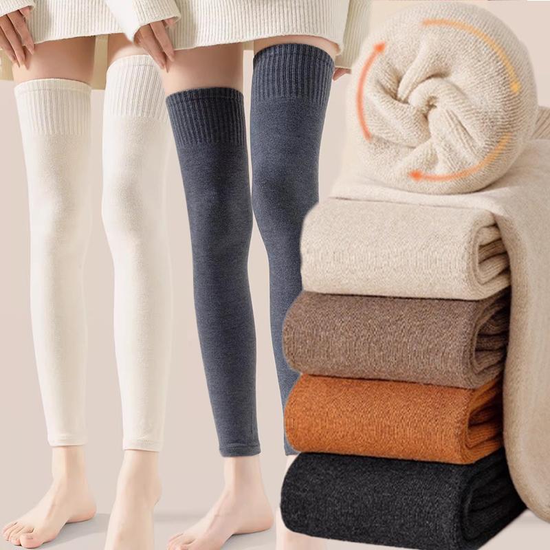 Winter Women Thick Knee High Stockings For Women Windproof Plush Lined Thermal Elastic Outdoor Cozy Leggings Warm Leg Covers