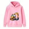 Kids Hooded Sweatshirt Cute Cartoon Excavator Print Casual Long Sleeve Pullover Hoodie for Boys Girls Daily Wear