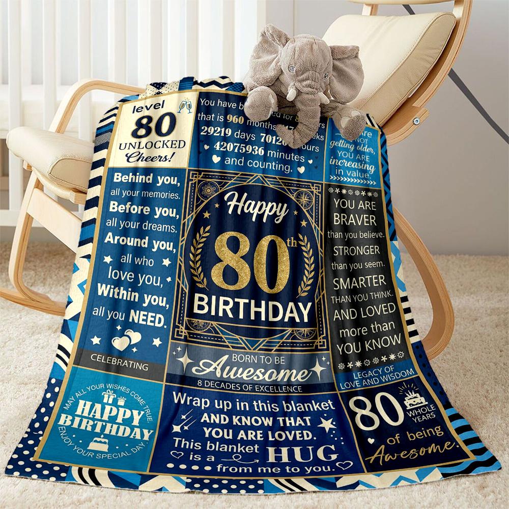 Coperta in Flanella per l'Ottantesimo Compleanno - Morbida e Adatta per Divani, Letti, Uffici, Viaggi, Tutte le Stagioni, Ottimo Regalo per Feste e Compleanni.