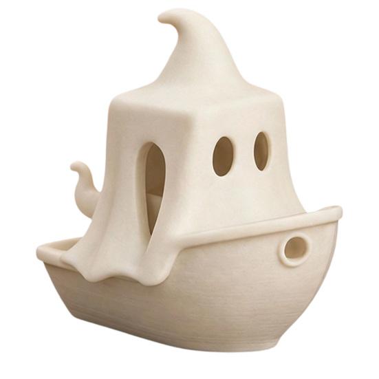 Atmospheric Holiday Props 3D Printed Halloween Boat Figurine, Spooky Ghost Pumpkin Home Accents Ship Statue for Party Tabletop Decor Festive