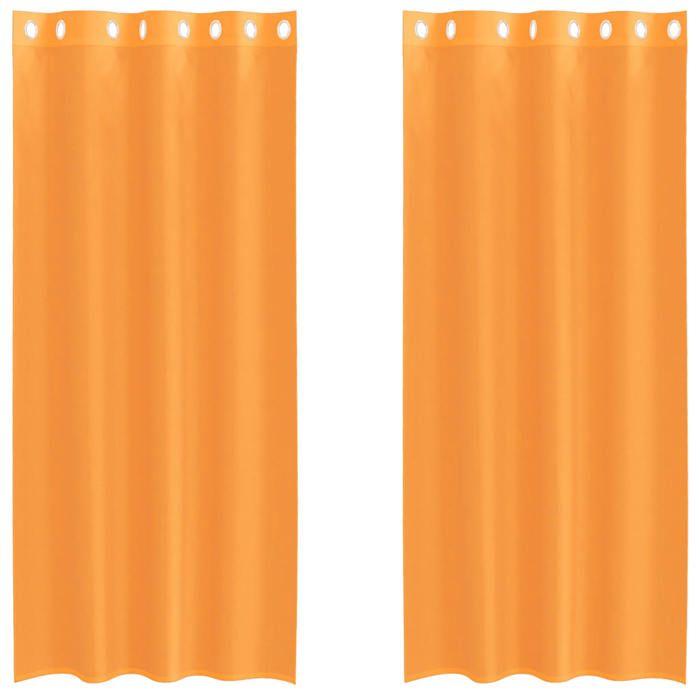 VidaXL Rideaux en voile avec œillets 2 pcs orange 140x245 cm, rideau en filet, rideau transparent, voile de fenêtre, 4102092
