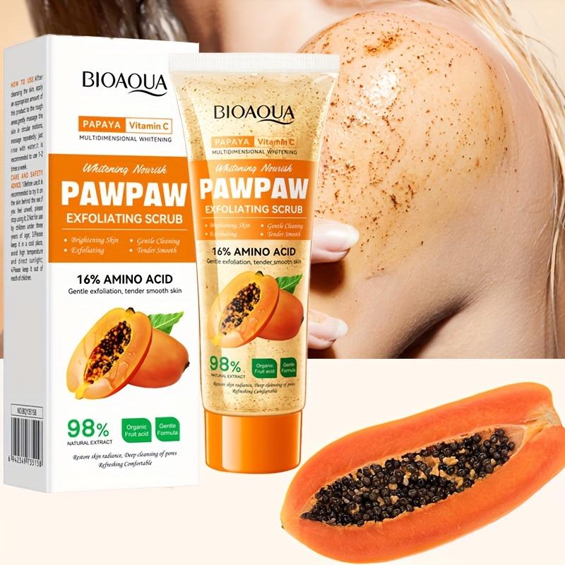 100g BIOAQUA Papaya Vitamin C Exfoliating Scrub Cream - Hypoallergenic, Moisturizing, Physical Exfoliation, Scented with Papaya,  and Deep Cleansing