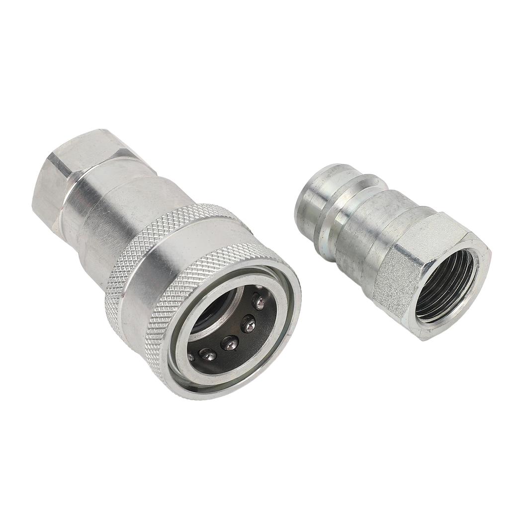 2 Pcs 12in NPT Hydraulic Coupler Male and Female ISO 7241A Hydraulic Quick Connect Coupling with