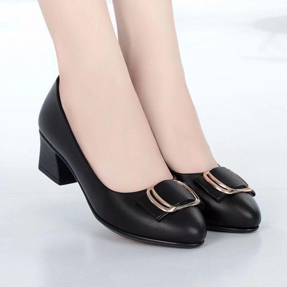 Fashion Shoes For Woman 2024 Luxury Leather Casual With Medium Heels Women's Summer Footwear Square E Discount Slip On Sale Chic Point A
