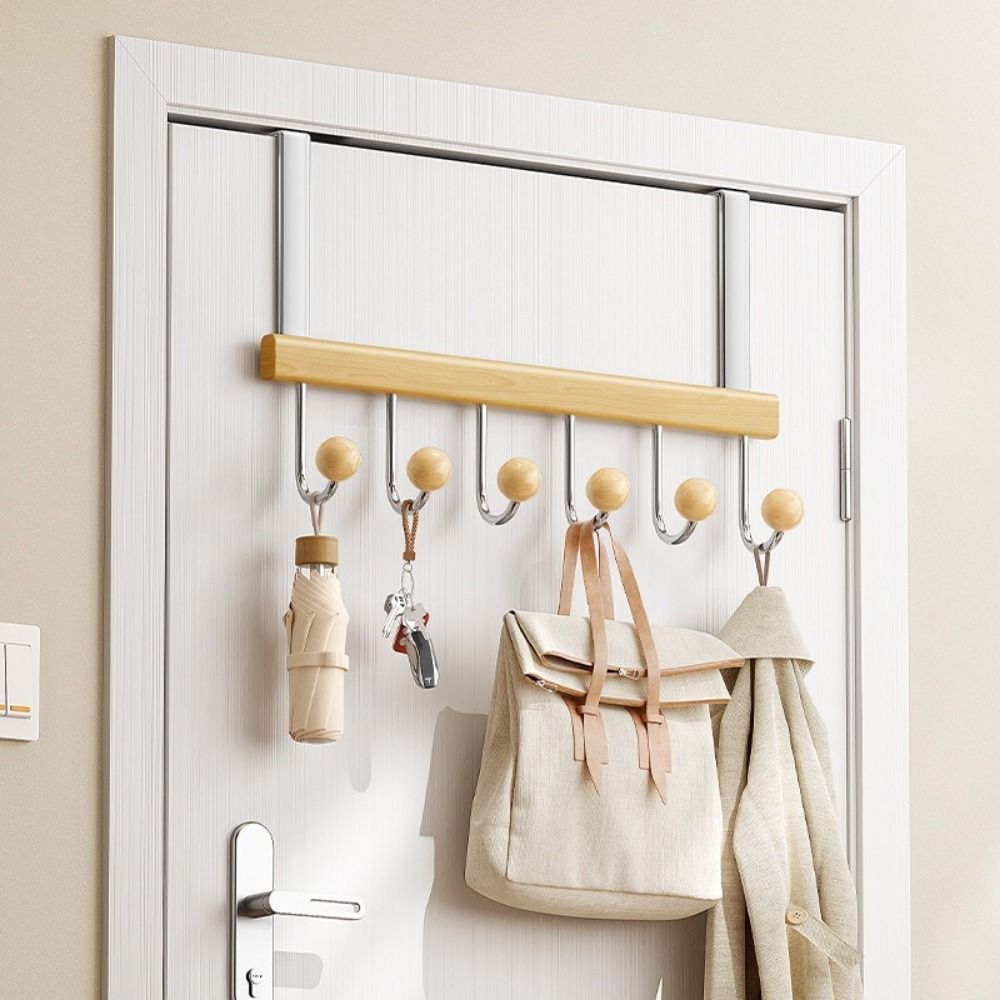6 Hooks Over The Door Hooks Punch Free Large Capacity Hanging Storage Rack Space Saving Folding Clothes Coat Hooks for Home