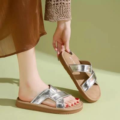 2024 New Style Anversatile Hot-selling High-quality Open-toe Women's Slippers Flat Comfortable Solid Color Simple Women's Shoes