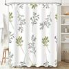 White Greenery Bath Shower Curtain Waterproof Decorative Polyester Fabric 3D Printed Customizable Home Decor Bathroom Decor Wind