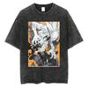 Heißer Anime Jujutsu Kaisen Gojo Satoru Grafik Gewaschenes T-Shirt Herren Lässig Baumwoll-T-Shirts Manga Tee Harajuku Männlich Vintage T-Shirt