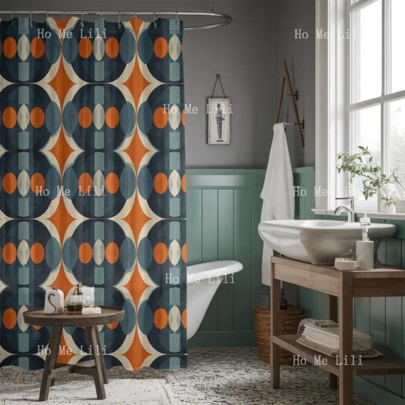 

Mid Century Modern 70S Printed Curtain 80S Bath Waterproof Drapes Retro Bathroom Shower Curtains W60H190(CM)-1 Pcs