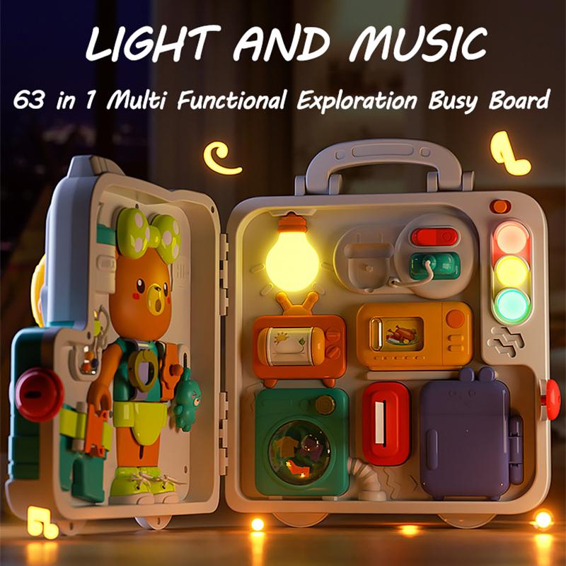 Tablero Sensorial para Bebé Juguetes Montessori Música Luces Interruptor Multifunción Juego de Viaje Actividades Educativas Tempranas Juguete para Niños