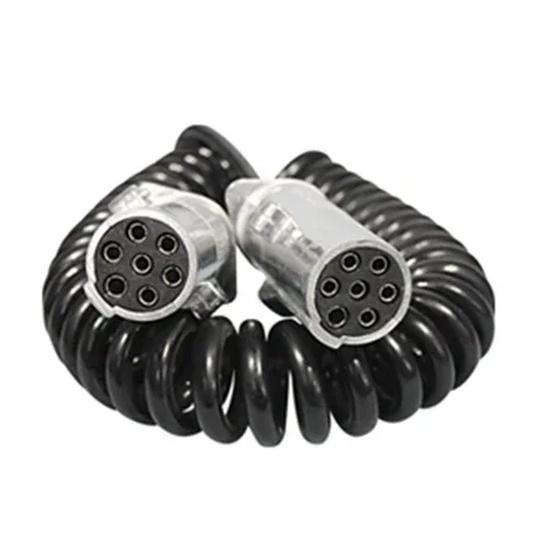 24V 7P N Type Spring Coil Truck Agricultural Vehicle Trailer Connection Cable Plug Socket