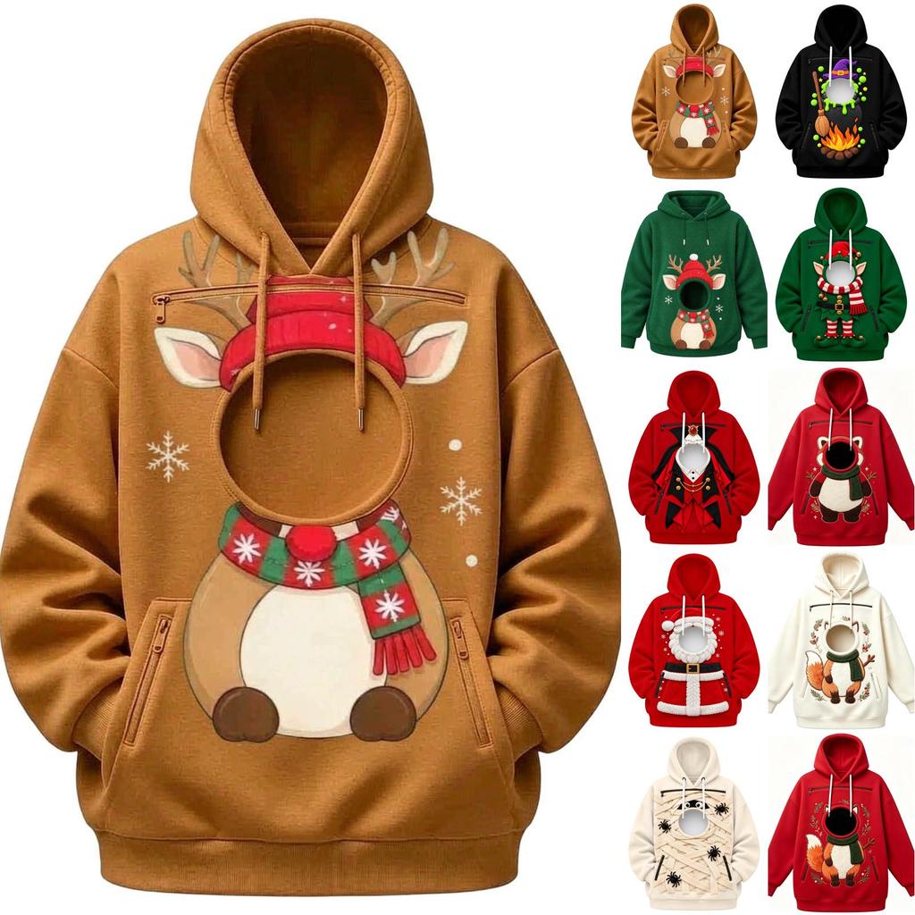 Unisex Long Sleeve Pet Dog Pocket Sweatshirt Hoodie Loose Casual Warm Pullover for Men and Women