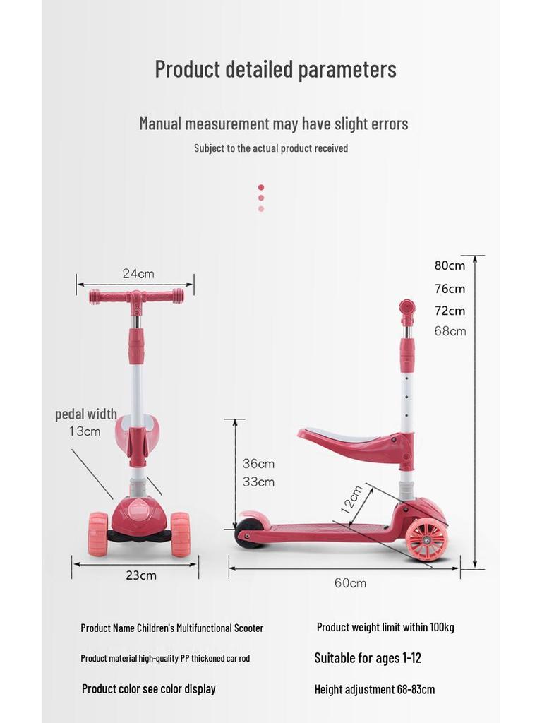 Flashing Folding Scooter for Kids Ages 2-10