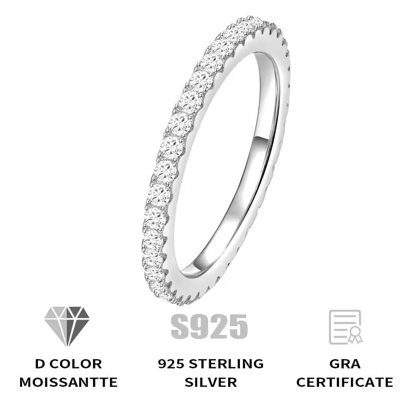 925 Sterlingsilberschmuck Strahlender Moissanit Ehering 925 Sterlingsilber Moissanit Eheringe für Damen Herren