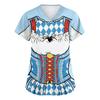 Women's V Neck Short Sleeve Work Shirt with Pockets Oktoberfest Print Medical Uniform Top Nurse Scrub Tee for Healthcare Professionals