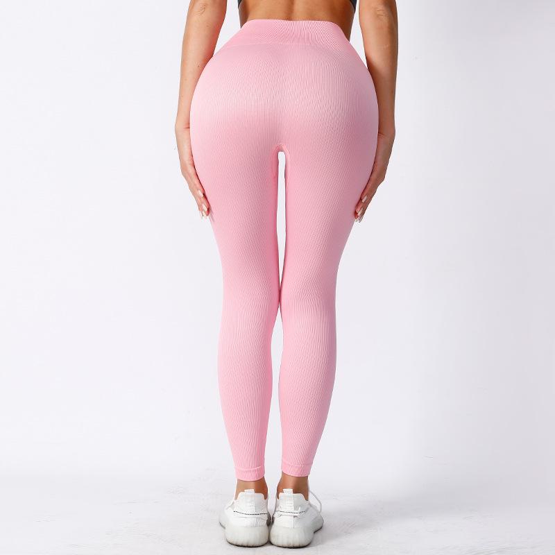 Baoshun Seamless High-Waisted Ribbed Yoga Fitness Leggings