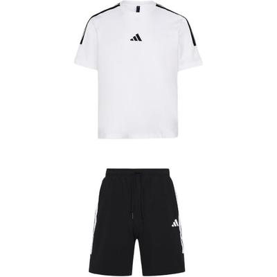 U Tracksuit Three Stripes Crew Neck Short Sleeve T-Shirt Comfortable Mid-Waist Drawstring Shorts Casual Sports Set Unisex Tracksuit KX0524