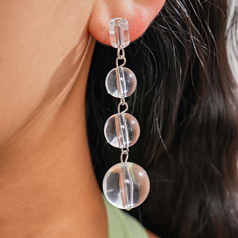 Vintage Transparent Resin Ball Dangle Earrings for Women Fashion Classic Long Water Drop Tassel Earrings Jewelry Gift