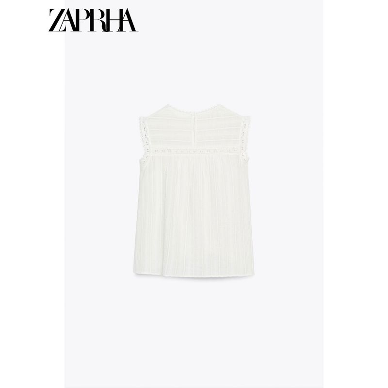 Zaprha 2025 Summer New French style Style Romantic Style round Neck Sleeveless Vest Top 1821121