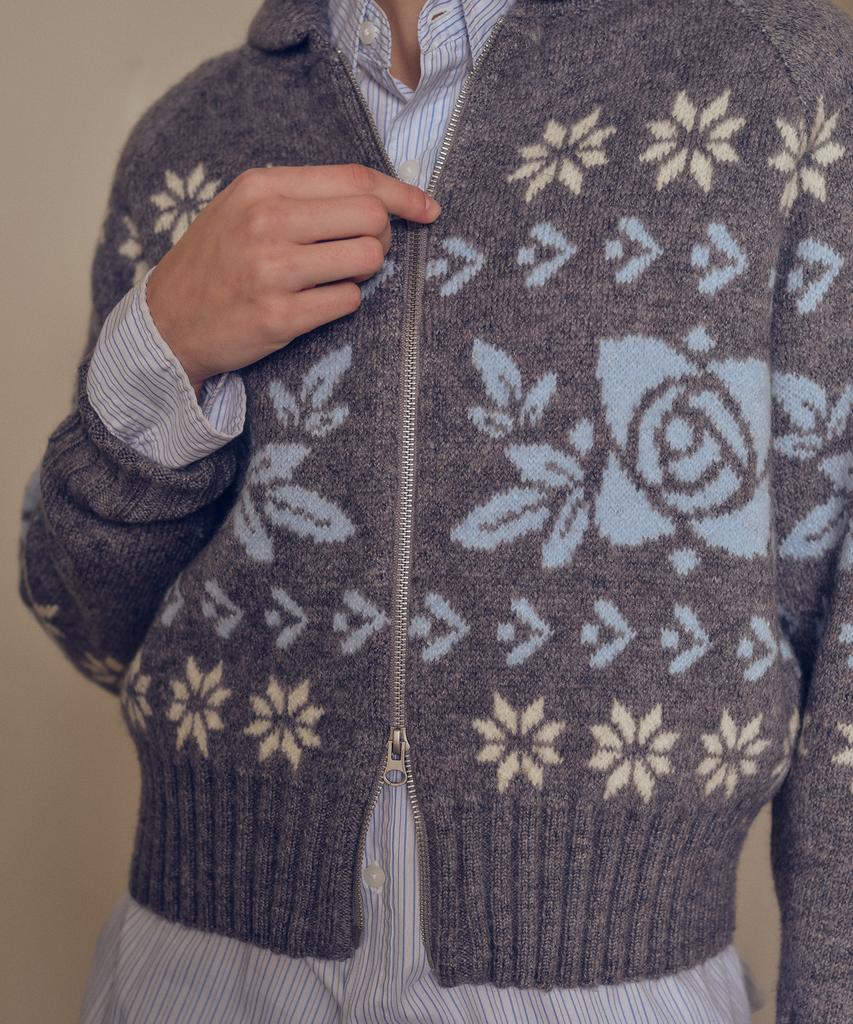 MELLY&ROSE Rose Cowitchan Zip-Up Knit Blouson (310252)_Gray