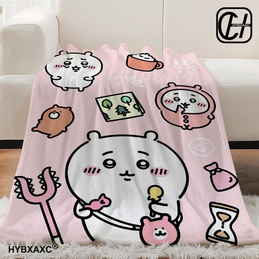 Kawaii Chiikawa Cartoon Soft Blanket, Used for Sofa, Bedroom, Travel, Camping, Livingroom, Office, Couch,Chair,Home,girl's Gift