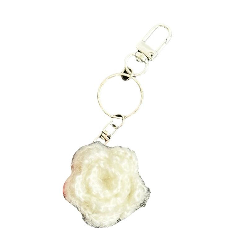 Элегантный вязаный подвес-роза Уникальный аксессуар для мобильного телефона Стильный ремешок для телефона Брелок для телефона для любых моделей телефонов белый