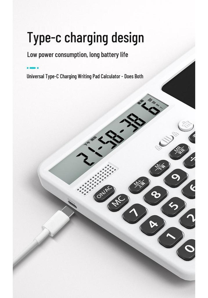 Rechargeable LCD Drawing Board & Scientific Calculator with Solar Power