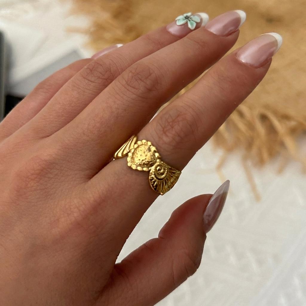 Stainless Steel Ocean Theme Open Ring Set for Women Unique Design Shell Starfish Conch Crab Stackable Finger Ring  Beach Jewelry