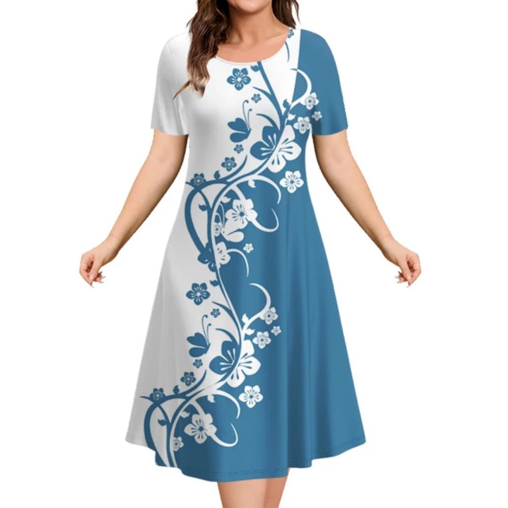 

Эстампа с цветочным принтом, элегантное женское платье миди, женские платья из манги, экстрагранд, мода веран, 2024 г. 3XL