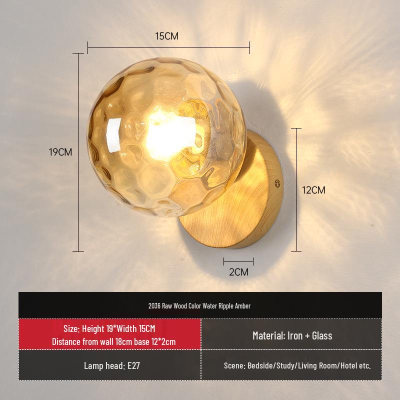 Moderne Wandleuchte aus Holz und Glas für Restaurants, Treppenhäuser oder Eingangsbereiche von Wohnzimmern