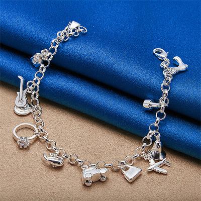 Vintage Silver-Plated Pendant, Airplane/Wallet/Car Shaped Bracelet, Women'S Fashion Jewelry, Wedding Party Gift.