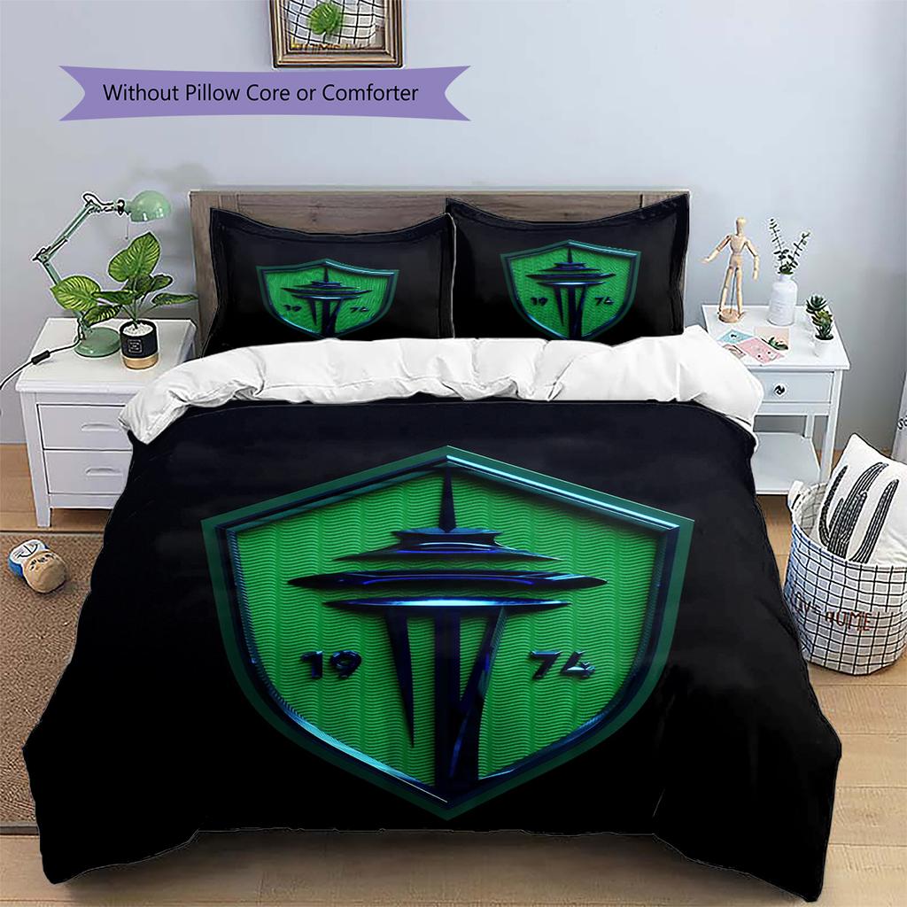 Seattle Sounders FC Pattern Bedding Home Decoration Birthday Gift (1 * Duvet Cover + 2 * Pillowcase, Without Core)