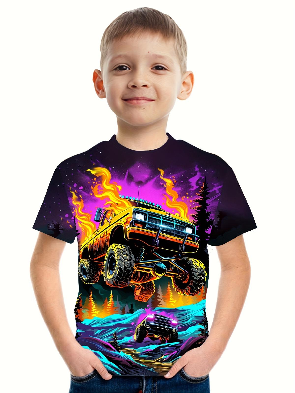 

Летняя футболка для мальчиков с принтом «Крутой грузовик» в формате 3D, удобные футболки с короткими рукавами, футболки с рисунком для мальчиков, летняя одежда для отдыха на открытом воздухе для детей и мальчиков 100