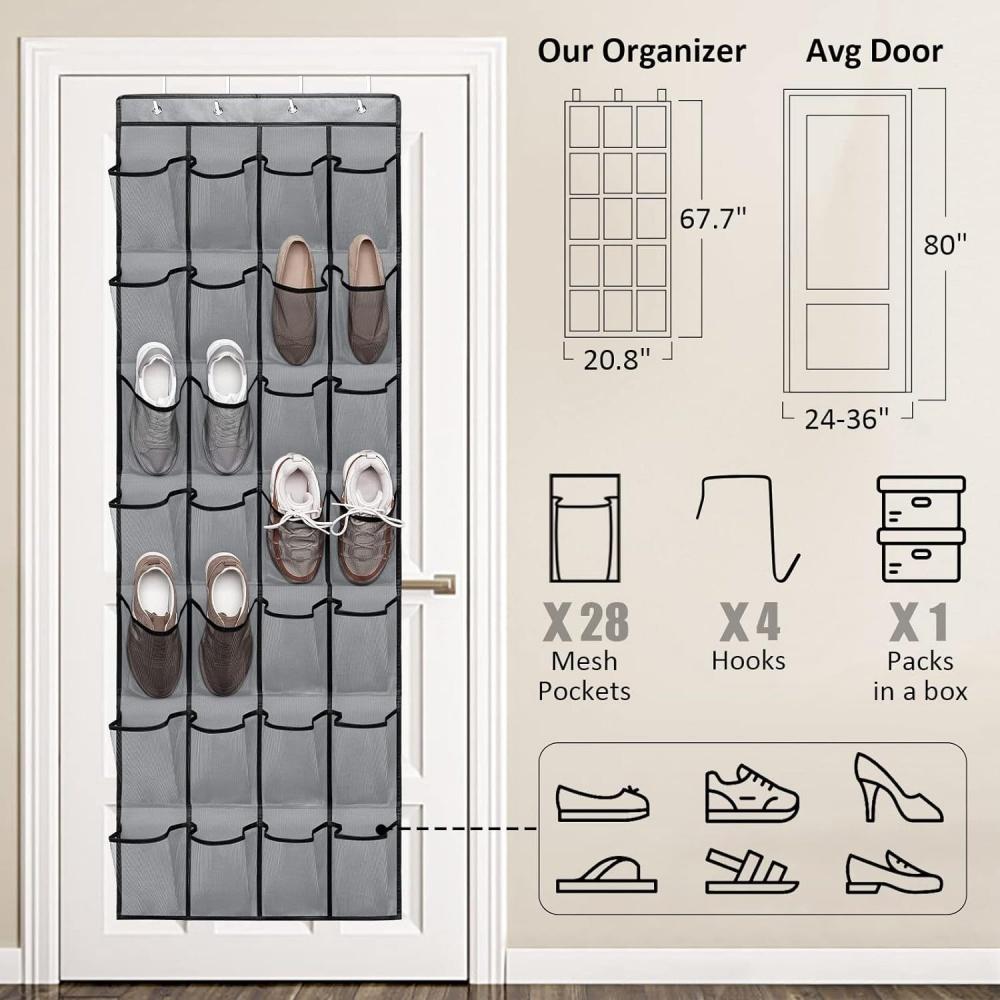 Shoe Rack organizer Over the Door Hanging shoe rack organizer Large Breathable Mesh Pockets slippers organizer shoe storage
