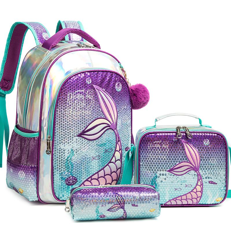 Fashion Cartoon Mermaid Sequin School Bag