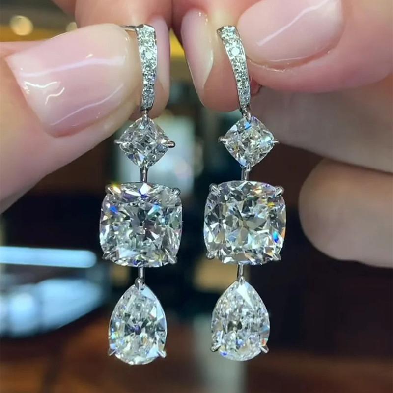 

Huitan Long Hanging Cubic Zirconia Earrings for Women High-quality Copper Color Elegant Bridal Wedding Earrings Fashion Zircon
